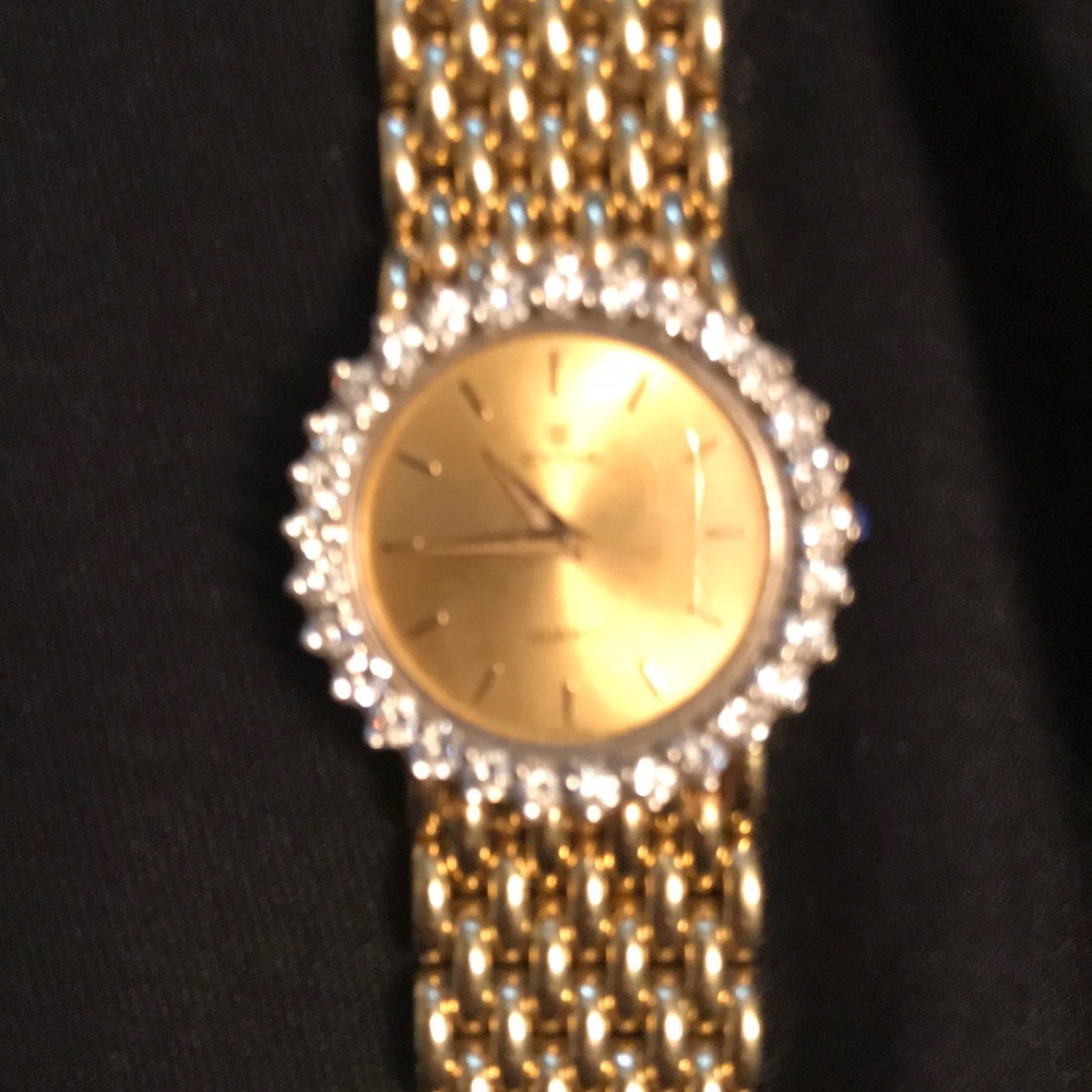 Cyma watch 18 karat gold diamond encrusted face